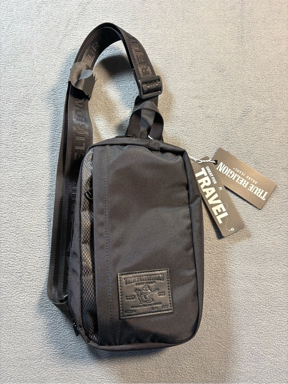 True Religion Black Men’s Sling Travel Bag